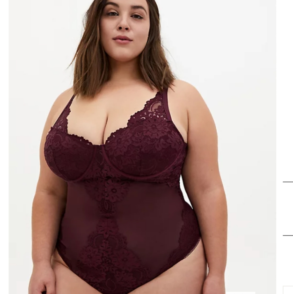 New laceThong mesh burgundy bodysuit